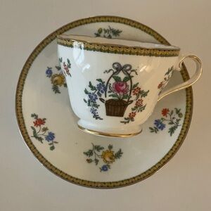 Aynsley China Flower Basket pattern, bread/butter plate, teacup/saucer